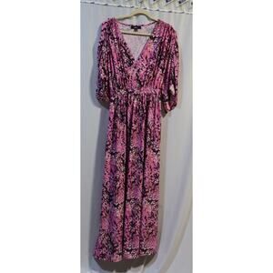 Ellos Pink And Black Dress Adjustable Belt Waist Size Large 18/20